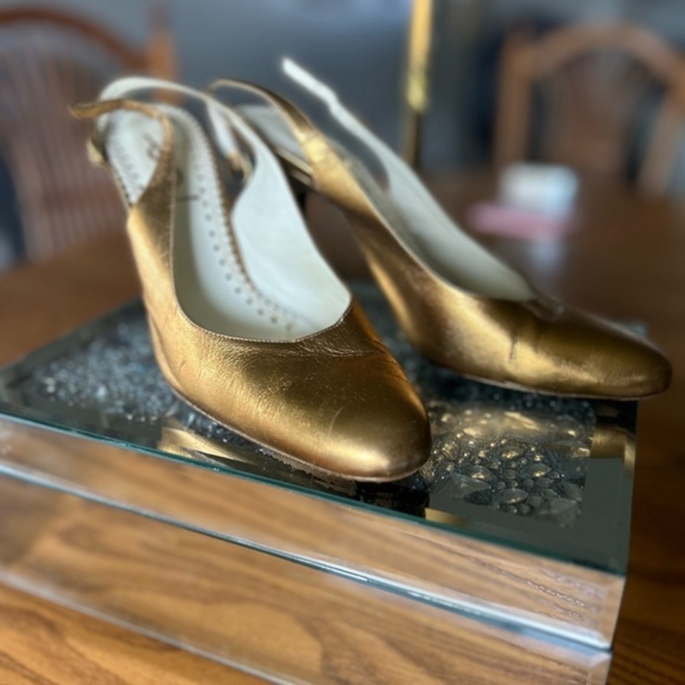 YSL Vintage Gold Slingback
